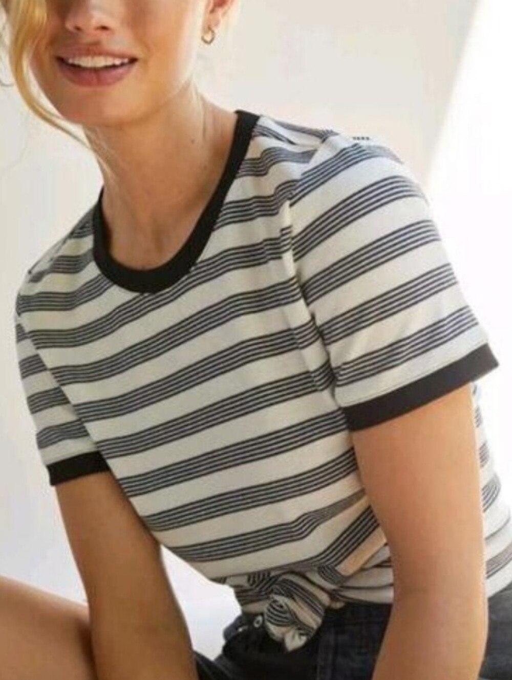 Maeve by Anthropologie Striped Crewneck Tshirt Top